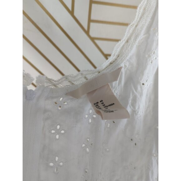H&M Divided White Eyelet Zip Up Back Corset Top Sleeveless Lace Up Size 14 - Picture 5 of 6